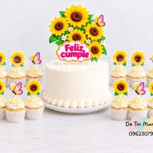 toppers de cupcakes girasoles