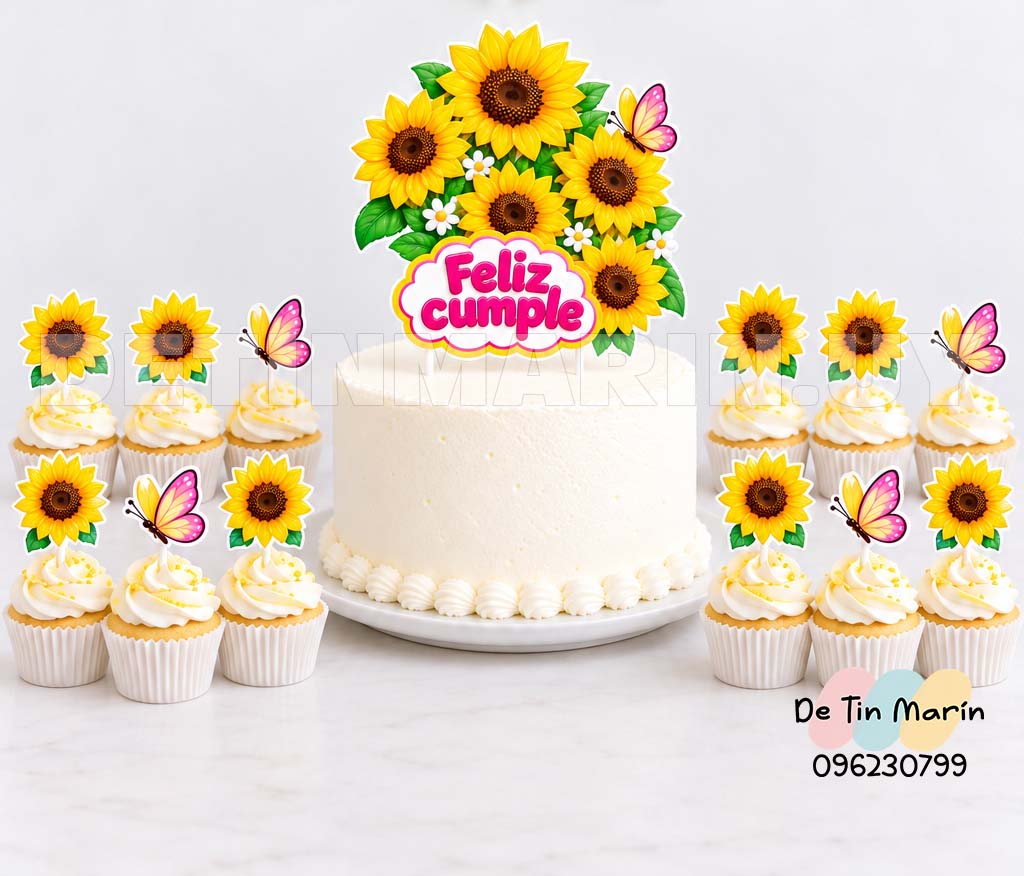 toppers de cupcakes girasoles
